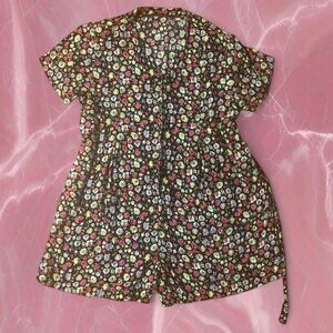 Vintage 90s Floral Romper Button Front Oversized XL XXL